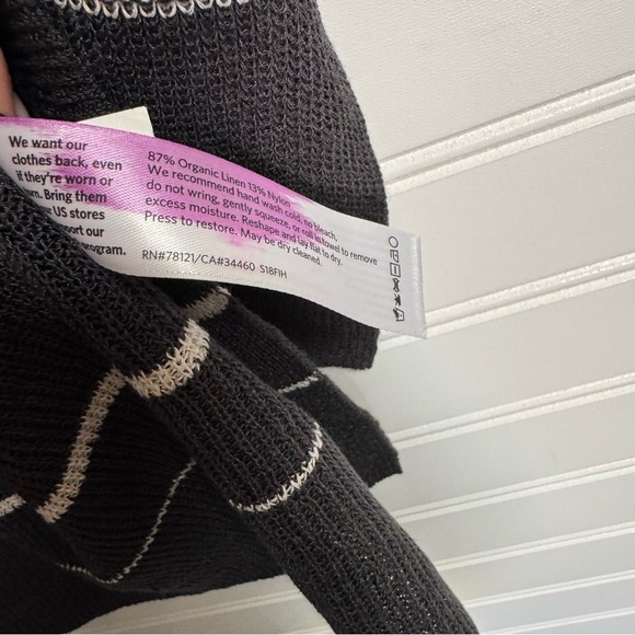 Eileen Fisher Sleeveless Organic Linen Crepe Knit Bateau Neck Poncho Sz M asymm - Picture 9 of 13